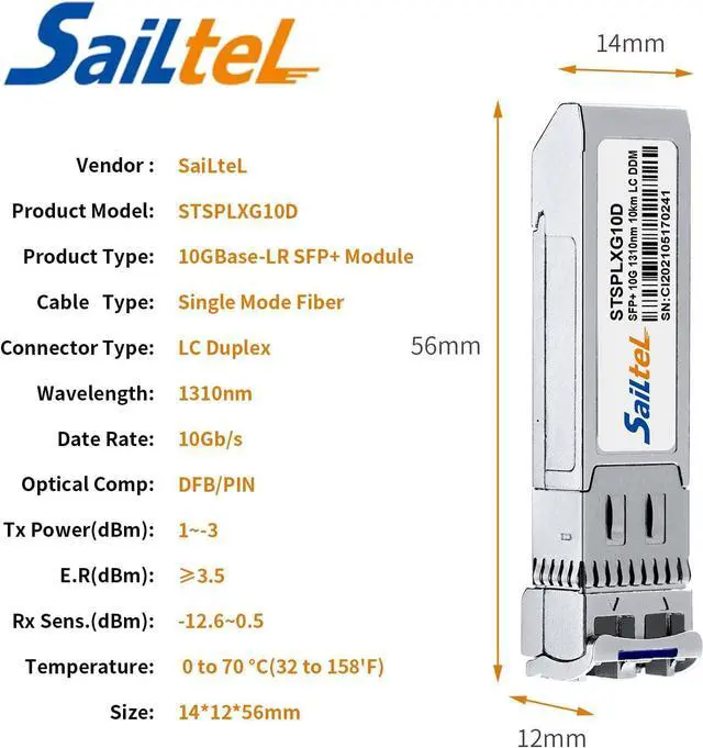 Alt view image 7 of 7 - 10G Gigabit Single Mode SFP+ LC Module,10G 1310nm SMF, up to 10 km, DDM,10GBase-LR Fiber Transceiver, Compatible with Cisco, Ubiquiti, Mikrotik,Netgear, Dlink,Linksys and More (4 Pack)