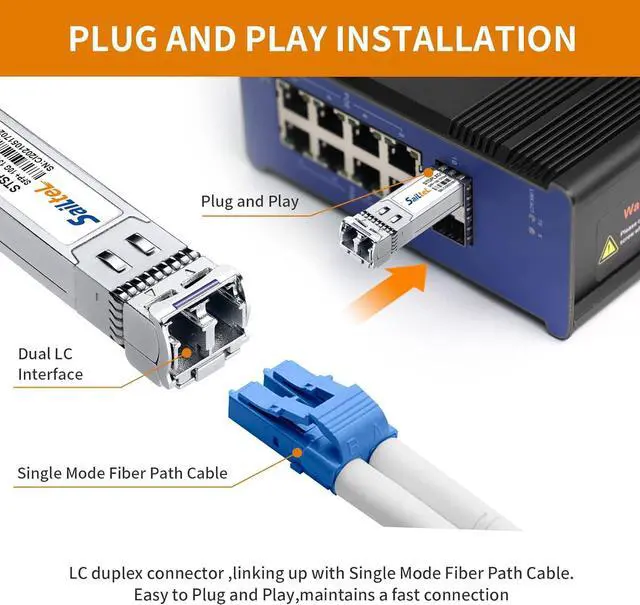 Alt view image 4 of 7 - 10G Gigabit Single Mode SFP+ LC Module,10G 1310nm SMF, up to 10 km, DDM,10GBase-LR Fiber Transceiver, Compatible with Cisco, Ubiquiti, Mikrotik,Netgear, Dlink,Linksys and More (4 Pack)