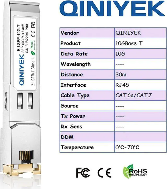 Alt view image 2 of 6 - 10G SFP+ to RJ45 Modules, 10Gbase-T Copper Gbic with RTL8261N Chip Compatible for Cisco,Meraki,Ubiquiti, TP Link,Supermicro,Netgear,Broadcom and More,up to 30 Meters (Pack of 2)