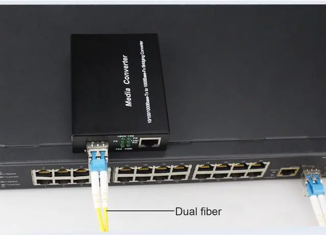 Alt view image 6 of 7 - A Pair of 1.25G BiDi Gigabit Multi-Mode LC Fiber to Ethernet Media Converter, with 2pcs Dual SFP transceiver Module, 1310nm, MMF, RJ45 to SFP Slot up to 2Km.