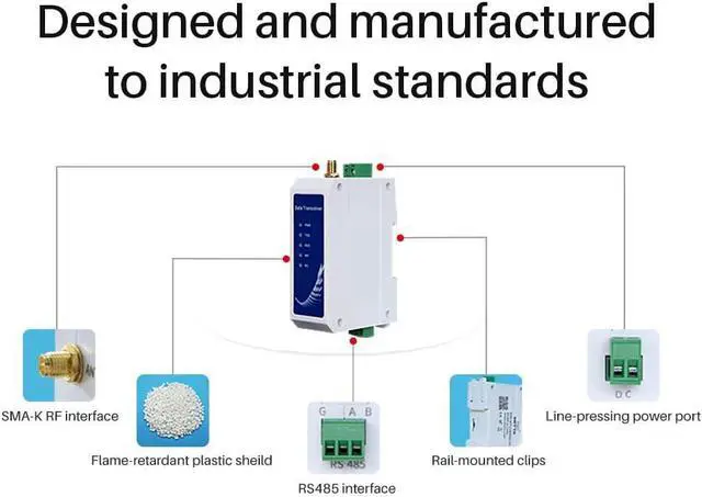 Alt view image 4 of 6 - 868MHz 915MHz SX1268 LoRa Wireless Data Transmission Station E95-DTU(900SL30-485) RS485 30dbm 10KM Modbus Relay Network LBT