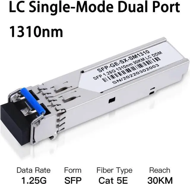 Alt view image 3 of 7 - 4Pack 1.25G SFP LC Module 1000Base-LX(SMF,1310nm,20km,DDM) Single-Mode Transceiver for Cisco GLC-LH-SMD,Ubiquiti UniFi,Meraki MA-SFP-1GB-LX10,Fortinet,Mikrotik,TP-Link,Netgear,TL-SM311LS,D-Link,Intel