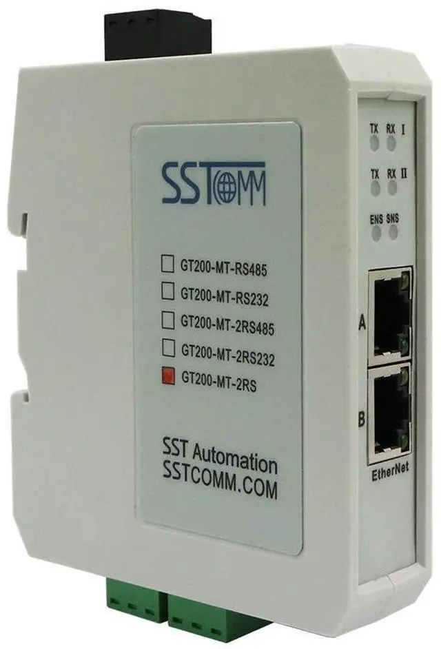 Main image of GT200-MT-2RS Modbus/Modbus TCP gateway, with one RS-485 and one RS-232