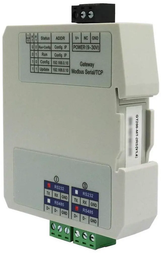 Alt view image 2 of 4 - GT200-MT-2RS Modbus/Modbus TCP gateway, with one RS-485 and one RS-232