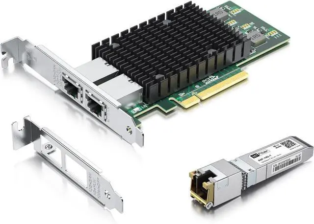 Main image of 10Gb SFP+ RJ45 Transceiver with 10G RJ45 Network Card, 10Gbase-T Moudle for Cisco, 10G Dual RJ45 NIC Compare to Intel X540-T2, Support Windows, Linux, Vmware