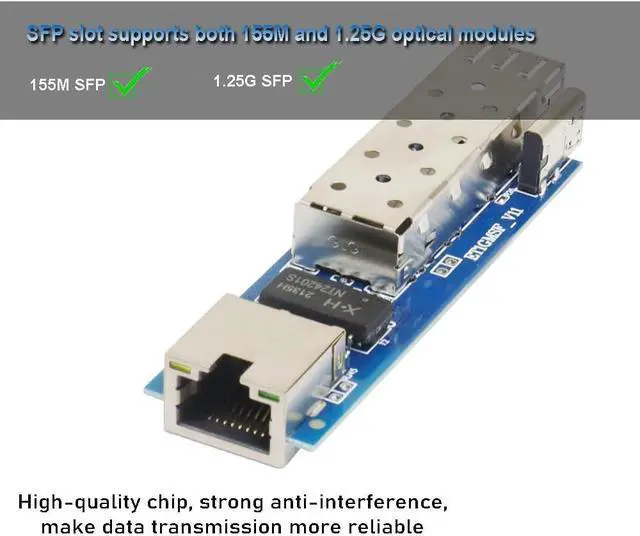 Alt view image 5 of 7 - PCBA 10pcs  Micro Mini Gigabit SFP Fiber Media Converter PCBA 10pcs Small Size Ultra-Compact 10/100/1000Mbps Ethernet IP Copper to Fiber Optic Converter