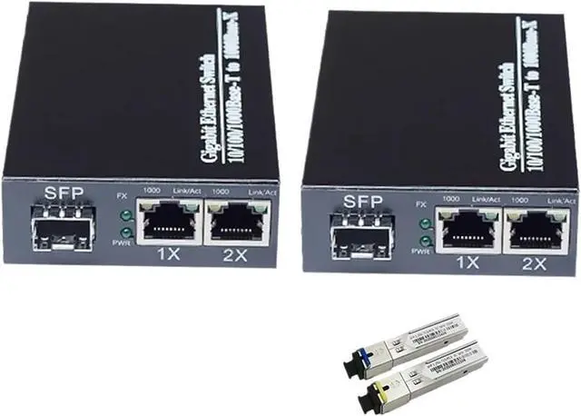 Main image of Gigabit Media Converter 1 Port Sf-p to 2 Rj45 Gigabit Optical Fiber GPOn/Epon Ethernet Compatible with IP Camera 10/100/1000M (Size : LC 5KM EU Power)
