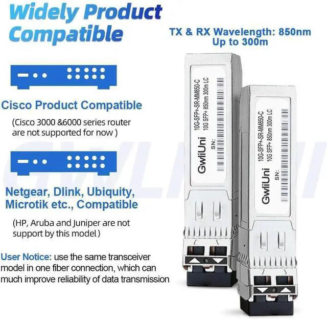 Alt view image 3 of 7 - 10Pcs Multi-Mode 10G SFP+ Fiber Module Network Transceiver, SR MM850nm 300m, Duplex LC for Switch, Router, Firewall, Network Card, Media Converter etc