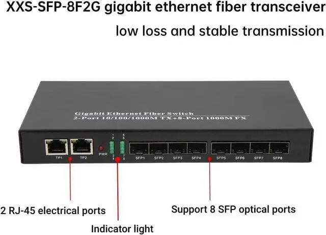 Alt view image 3 of 7 - Gigabit Ethernet Fiber Converter XXSSFP8F2G Gigabit Ethernet Fiber Switch 1.25G DC 5V/3A 10/100/1000Mbs Networking Transceiver