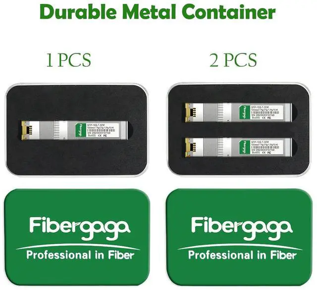 Alt view image 6 of 7 - SFP+ to RJ45, 1.25g/2.5g/5g/10G-T Copper Transceiver Module, 10GBase-T SFP+, Compatible for Cisco SFP-10G-T-S, Ubiquiti UniFi UF-RJ45-10G, Mikrotik and More, 100ft/30M, Fibergaga,2 Pack
