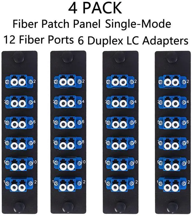 Alt view image 2 of 7 - VFLTOOL 4 Pack Fiber Patch Panel Enclosure - 6 Duplex LC Adapters, 12 Fiber Optic Ports, LGX Compatible, LC UPC Blue, Single Mode and Multimode Compatible for 1.25G/10GB OS1-2/OM1-3 Networks