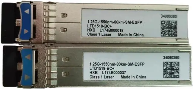 Main image of 1.25G 80km Gigabit Fiber Transceiver H-W 34060360 1.25G-1550nm-80km-SM-ESFP RTXM191-502 454001 LTD1519-BC+ 80KM Optical Switch