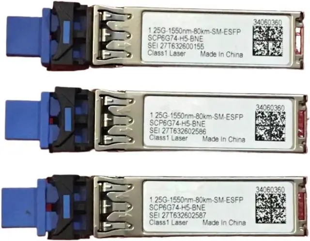 Alt view image 5 of 5 - 1.25G 80km Gigabit Fiber Transceiver H-W 34060360 1.25G-1550nm-80km-SM-ESFP RTXM191-502 454001 LTD1519-BC+ 80KM Optical Switch