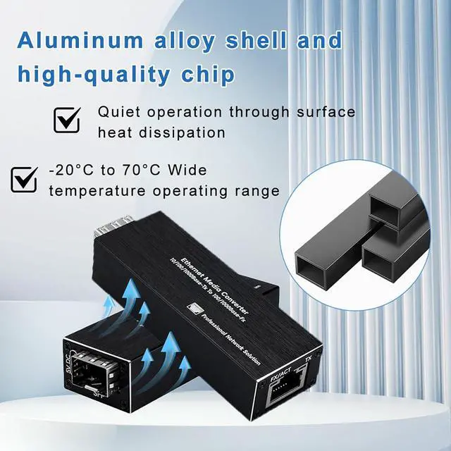 Alt view image 5 of 7 - A Pair Mini 802.3af/at/bt PoE+ PD Gigabit SFP Media Converter Ethernet to SFP Fiber Optical Transceiver 10/100/1000Base-TX to 1000Base-FX Converter 1.25Gbps (Single Mode Single Fiber 20KM)