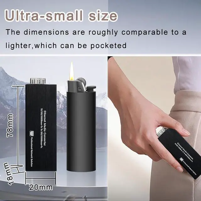 Alt view image 6 of 7 - A Pair Mini 802.3af/at/bt PoE+ PD Gigabit SFP Media Converter Ethernet to SFP Fiber Optical Transceiver 10/100/1000Base-TX to 1000Base-FX Converter 1.25Gbps (Single Mode Single Fiber 20KM)