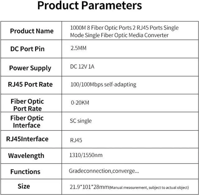 Alt view image 3 of 4 - Gigabit Ethernet Fiber Switch Media Converter 8 Fiber Port 2 RJ45 Fiber Port Optical Transceiver 20KM SC-Single Mode 100/1000M (Size : 1 pcs Duplex PCBA)