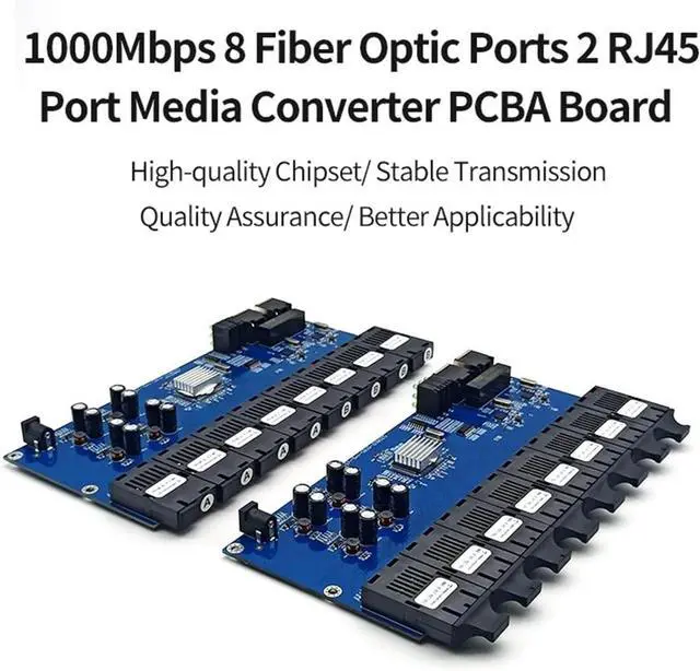 Alt view image 4 of 4 - Gigabit Ethernet Fiber Switch Media Converter 8 Fiber Port 2 RJ45 Fiber Port Optical Transceiver 20KM SC-Single Mode 100/1000M (Size : 1 pcs Duplex PCBA)