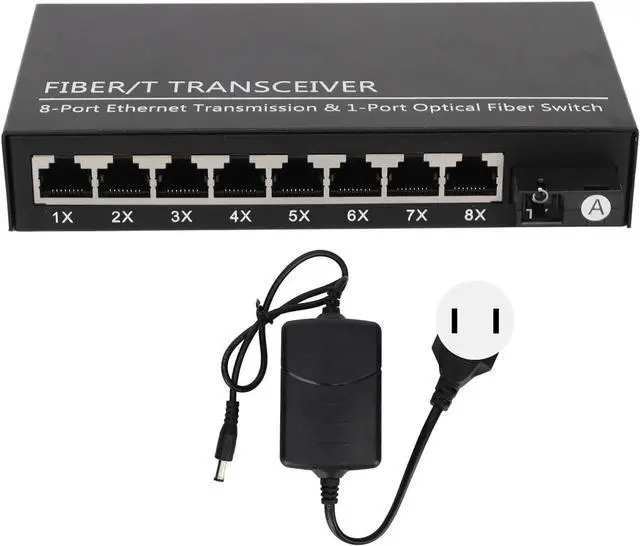 Alt view image 7 of 7 - Tx1310nm Fiber Transceiver, Plug and Play, RJ45 Port, Up to 25Km 1 Optical Port 8 Electrical Port Single Mode Ethernet Fiber Switch (US)