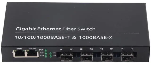 Main image of Ethernet Media Converter, RJ45 Gigabit Ethernet Converter 4 Fiber 2 Ports Single Mode Dual Fiber Transceiver for IEEE802.3Z AB 1000BaseSXLX