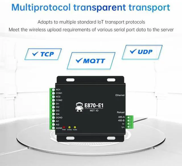 Alt view image 4 of 7 - Ethernet Edge Acquisition Gateway IO Controller RS485+4DI+2DO+2AI E870-E1 Remote Control Modbus TCP RTU MQTT DNS