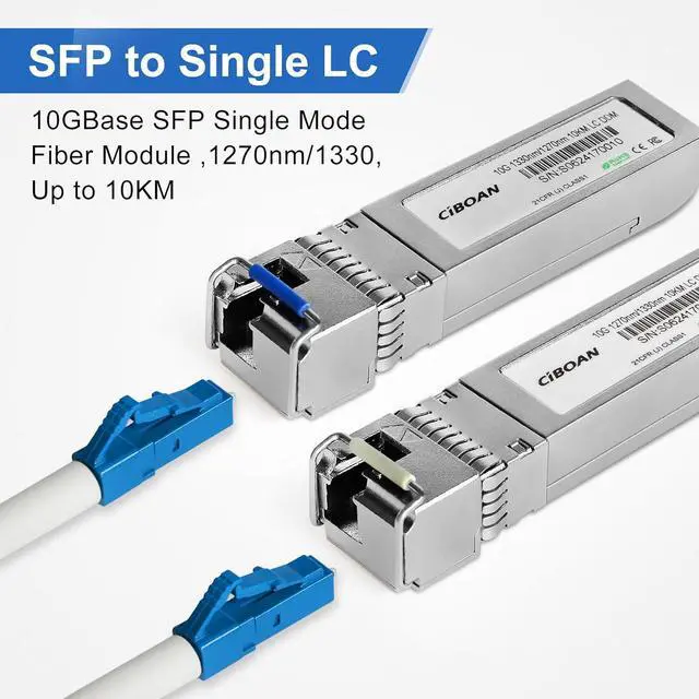 Alt view image 2 of 6 - 10G SFP+ Bidi Transceiver, LC Single-Mode Single Fiber Module, 1270nm/1330nm ,for Cisco , Meraki , Ubiquiti , Mikrotik, D-Link,and More ,DOM 10km (a Pair of)