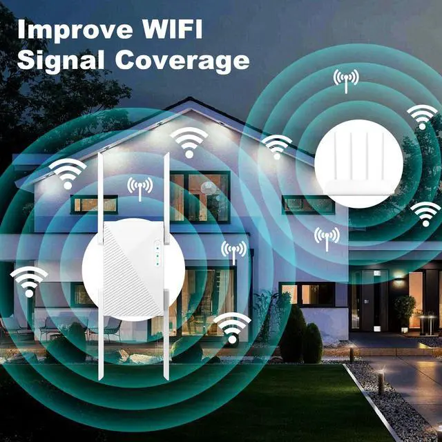 Alt view image 3 of 7 - WiFi Extender Booster 1200 Mbps Dual Band (5GHz/2.4GHz) WiFi Extended Signal Booster for Home, Internet WiFi Repeater White (White-1200)