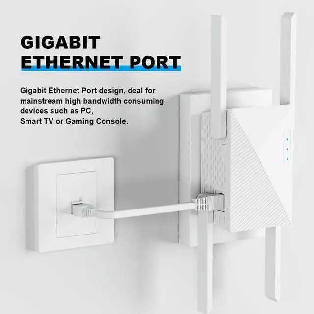 Alt view image 7 of 7 - WiFi Extender Booster 1200 Mbps Dual Band (5GHz/2.4GHz) WiFi Extended Signal Booster for Home, Internet WiFi Repeater White (White-1200)