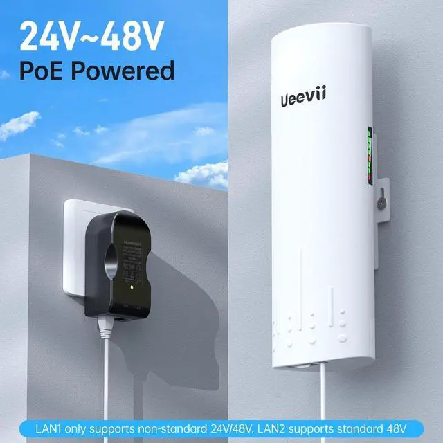 Alt view image 6 of 7 - UeeVii CPE450 Wireless Bridge and WR3000K WiFi Router Kit, 5.8G 3KM Point to Point Wireless Bridge Outdoor to Shop Barn Garage Building Network Kit Solution, Outdoor WiFi Bridge(2PCS), Plug and Play