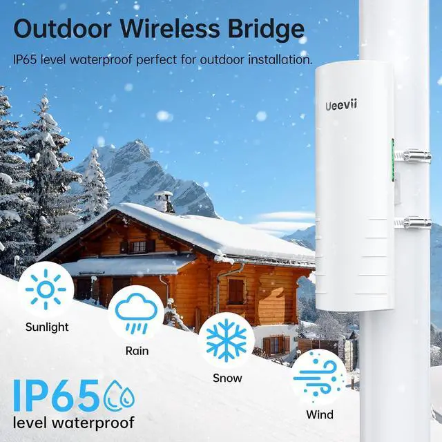 Alt view image 7 of 7 - Wireless Bridge Outdoor with 2 Bracket: UeeVii CPE452 Point to Point 5.8G Long Range WiFi CPE - Work with Starlink - Extend Network to Shop Barn Garage, with 14DBi Antenna 24V PoE 2 LAN Port 2Pcs