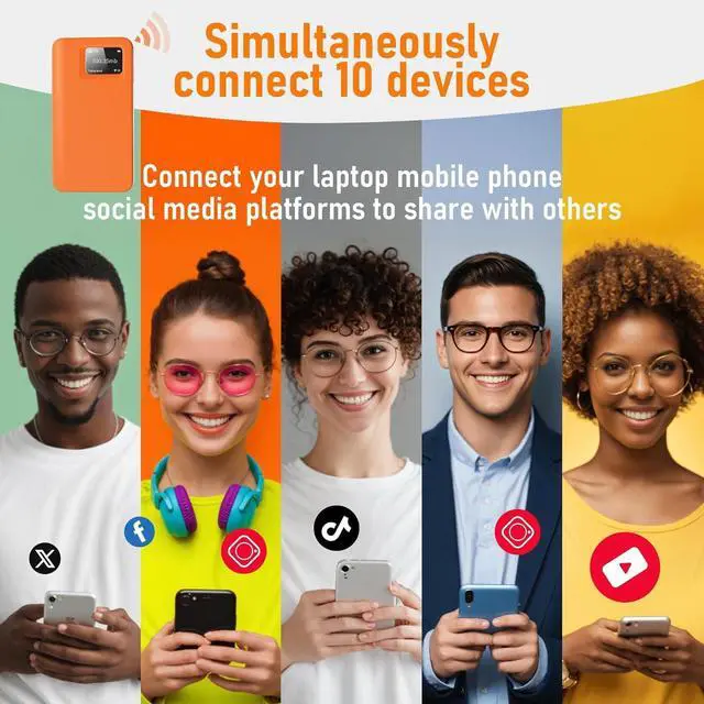 Alt view image 3 of 7 - RoamWiFi 4G LTE Portable Hotspot - 10GB US + 1GB Global Data (30 Days), 10 Devices, 170+ Countries, No SIM/Contract - Travel, Home, Gaming (02 RoamWiFi 4G Hotspot10G USA + 1G Global Data)