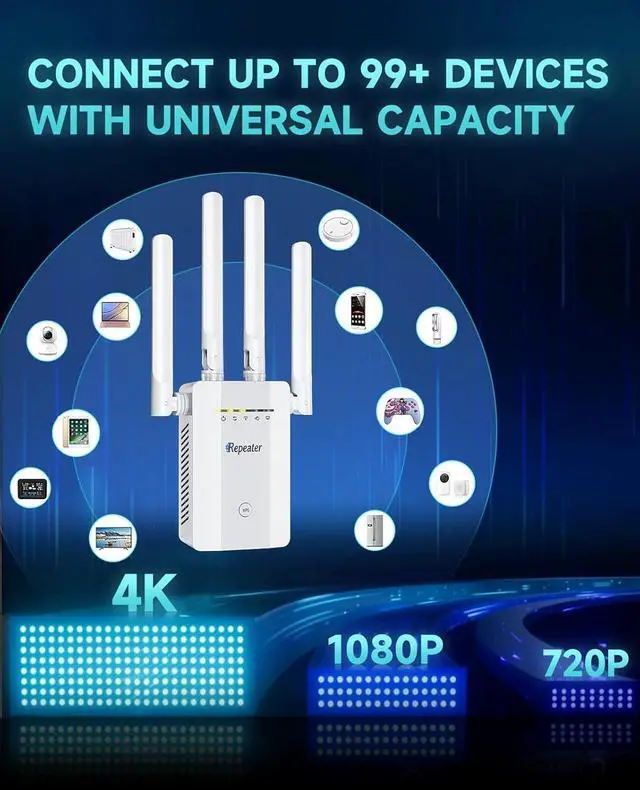 Alt view image 5 of 7 - 2025 New WiFi Extender Signal Booster, Long Range Wireless Internet Repeater for Home, WiFi Repeater Wireless Routers Signal Amplifier with Ethernet Port, Mesh WiFi 10X Faster Access Point, Easy Setup