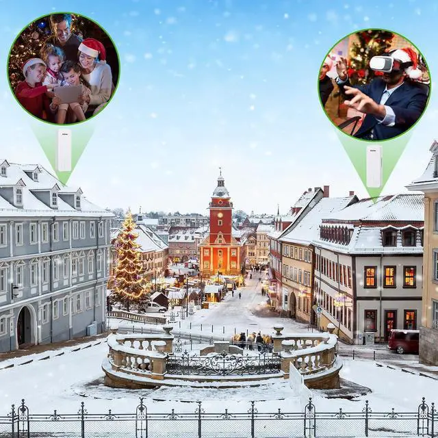 Alt view image 7 of 7 - 3PCS Gigabit Wireless Bridge Kit, 3KM 5.8G Point to 2 Point Outdoor CPE, CPE662 Long Range WiFi Bridges for PtP/PtMP with High Gain Antenna and PoE Adapter,1000/100Mbps RJ45 Ethernet Port