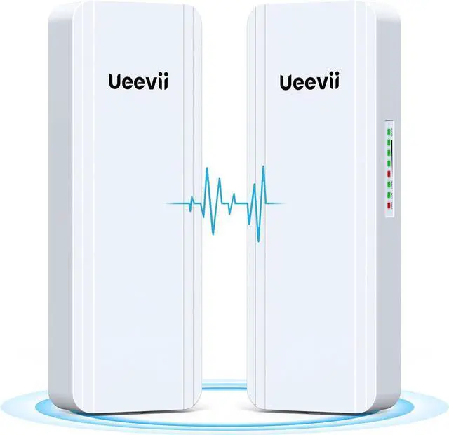 Main image of 2.4G & 5G Dual Band Wireless Bridge, IP65 Outdoor Point to Point WiFi Bridge CPE with 2 1000Mbps RJ45 Port,16dBi High-Gain Antenna, 5KM Long Range, 24V PoE Power, for Barn Shop Garage