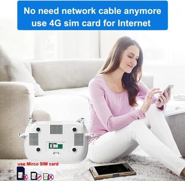 Alt view image 4 of 5 - LC111 4G SIM Card Modem LTE CPE 32 WiFi Users RJ45 X 4 Dual Power Ports 12V/5V Portable WiFi Hotspot 4 Big Antennas Wireless Router Multiple Languages lm