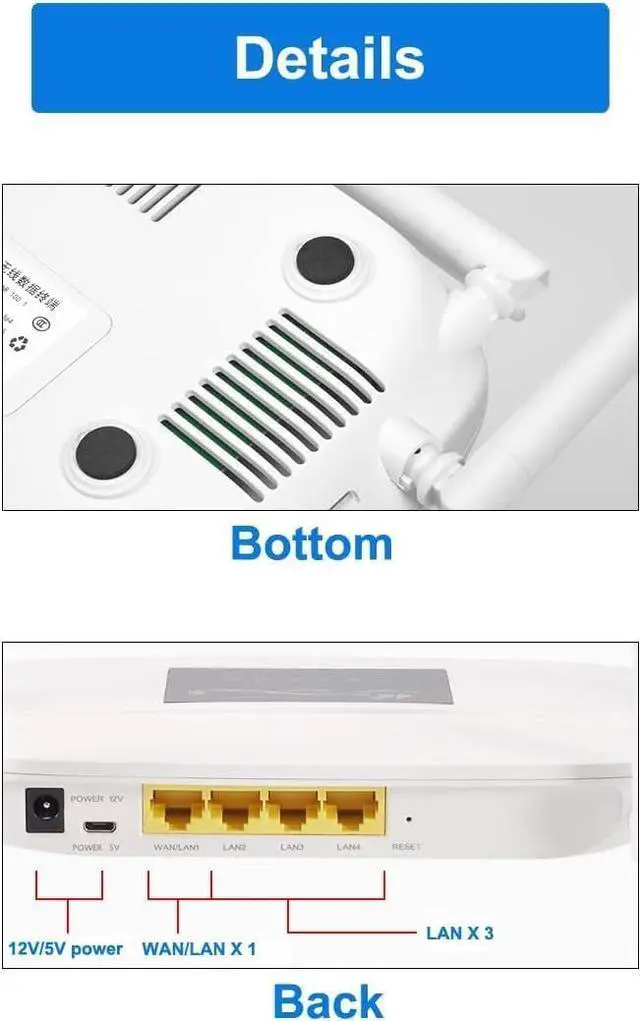 Alt view image 5 of 5 - LC111 4G SIM Card Modem LTE CPE 32 WiFi Users RJ45 X 4 Dual Power Ports 12V/5V Portable WiFi Hotspot 4 Big Antennas Wireless Router Multiple Languages lm