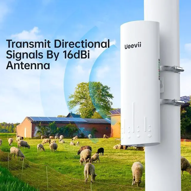 Alt view image 4 of 7 - Wireless Bridge, UeeVii CPE820 5.8G Point to Point Starlink WiFi Extender Signal Booster with 16dBi Antenna, Long Range Up to 3KM, Plug and Play,24~48V PoE, IP65 Waterproof for Barn Shop,2-Pack