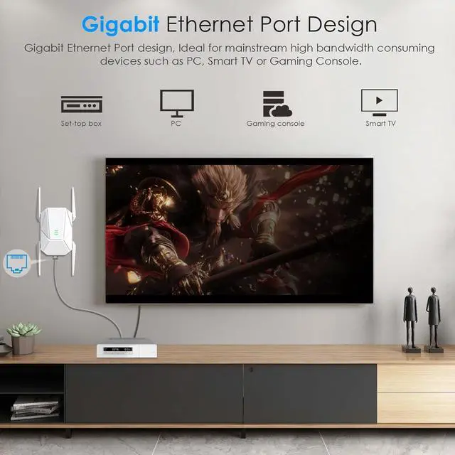 Alt view image 4 of 6 - 2025 AX1800 WiFi 6 Extender Signal Booster - Dual Band 2.4G/600Mbps & 5.8G/1200Mbps, WiFi Extender with Gigabit Port, 802.11AX Tech, 12999 Sq.Ft Long Range WiFi Repeater, Connects 100+ Devices