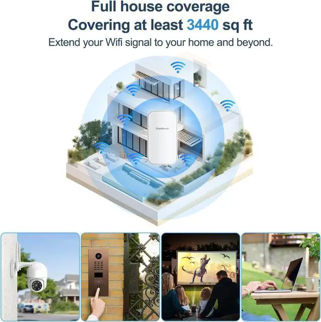 Alt view image 6 of 7 - 2025 Outdoor WiFi Extender, IP65 Weatherproof, Dual Band WiFi Booster and Signal Amplifier, Covers Up to Least 3440 Sq. ft and 30 Devices, Outdoor WiFi Extender for Farm, Courtyard, Factory