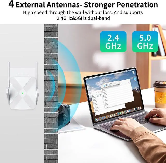 Alt view image 3 of 7 - 2024 Release WiFi Extender, WiFi Extender Signal Booster for Home Cover up to 10000sq.ft & Dual Band 2.4G&5G Advanced Technology, 1200Mbps WiFi Repeater with Ethernet Port up to 45 Devices