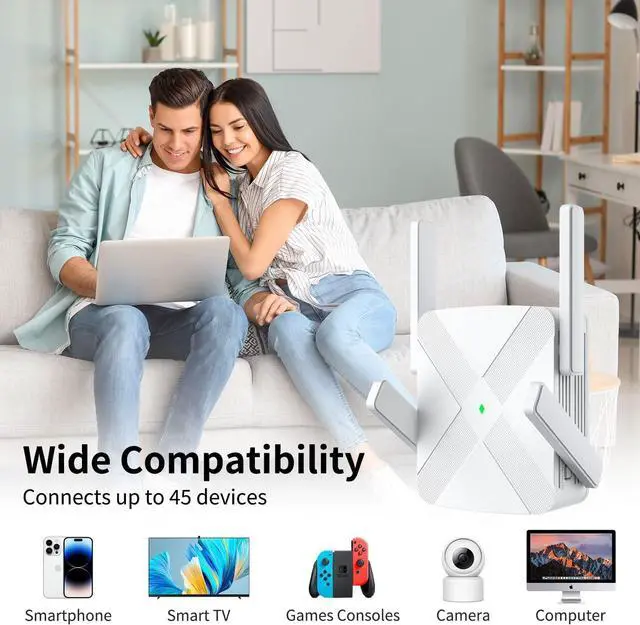Alt view image 7 of 7 - 2024 Release WiFi Extender, WiFi Extender Signal Booster for Home Cover up to 10000sq.ft & Dual Band 2.4G&5G Advanced Technology, 1200Mbps WiFi Repeater with Ethernet Port up to 45 Devices