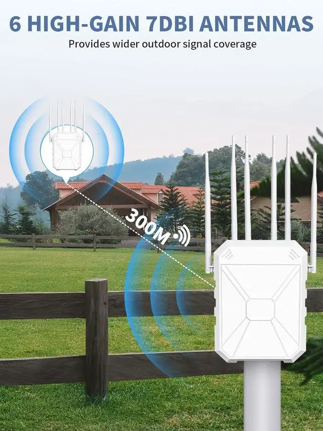 Alt view image 4 of 7 - AX3000 Outdoor WiFi Extender, Dual Band 5G+2.4G Outdoor Long Range Extender Signal Booster with POE, Wi-Fi 6 Wireless Access Point, Wireless Outdoor Repeater, Compatible Starlink for Farm Camping RV