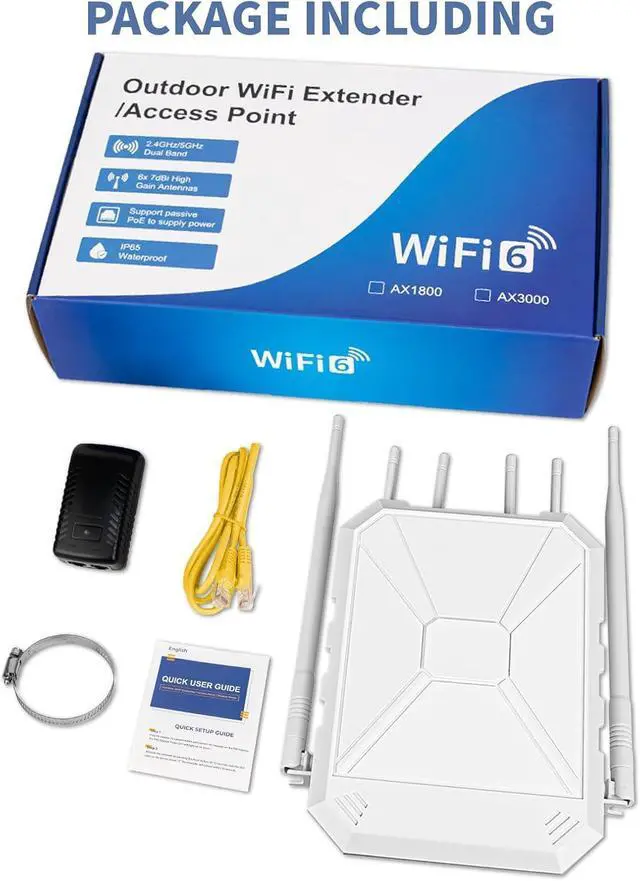 Alt view image 7 of 7 - AX3000 Outdoor WiFi Extender, Dual Band 5G+2.4G Outdoor Long Range Extender Signal Booster with POE, Wi-Fi 6 Wireless Access Point, Wireless Outdoor Repeater, Compatible Starlink for Farm Camping RV