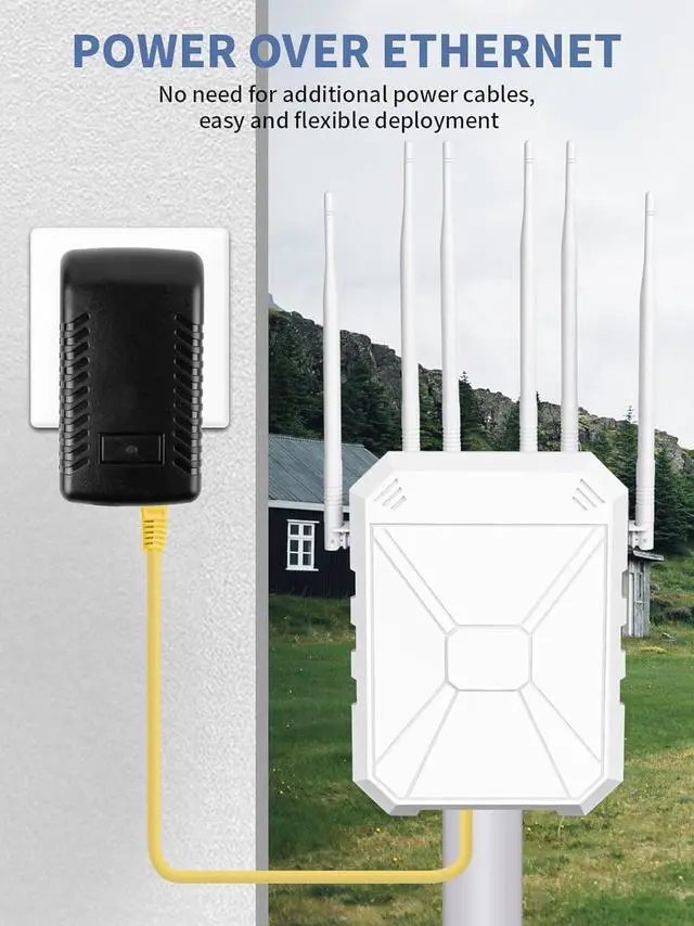 Alt view image 6 of 7 - AX3000 Outdoor WiFi Extender, Dual Band 5G+2.4G Outdoor Long Range Extender Signal Booster with POE, Wi-Fi 6 Wireless Access Point, Wireless Outdoor Repeater, Compatible Starlink for Farm Camping RV