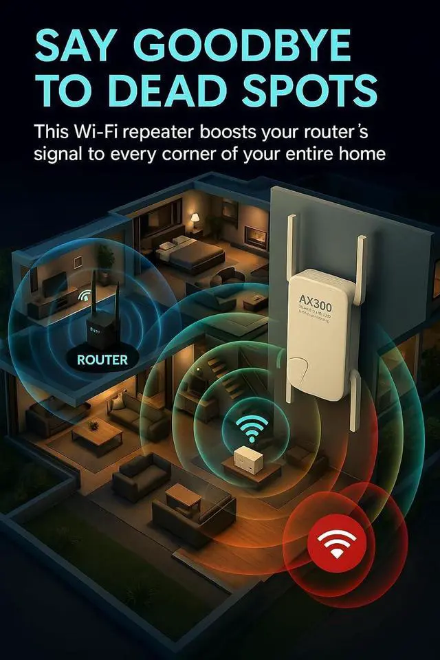 Alt view image 4 of 6 - WiFi 6 Extender AX3000  10,000 Sq.Ft Coverage & 100+ Devices | Dual Band 3000Mbps Signal Booster with Gigabit Ethernet Port | 4 Antennas, WPS One-Tap Setup, WPA3 Security, Smart Home Compatible
