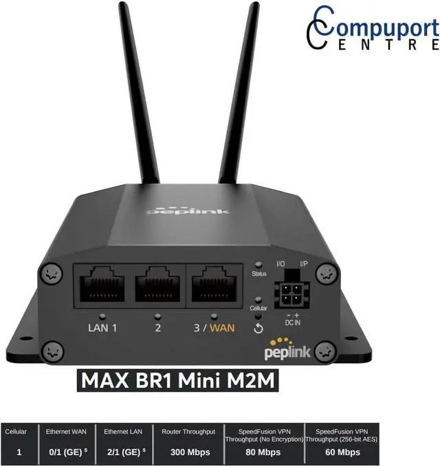 Alt view image 4 of 7 - Peplink MAX-BR1-MINI-LTE-US-T-M-PRM (CORE) MAX BR1 Mini Core Cellular Router Sold by CompuPort Centre Inc.