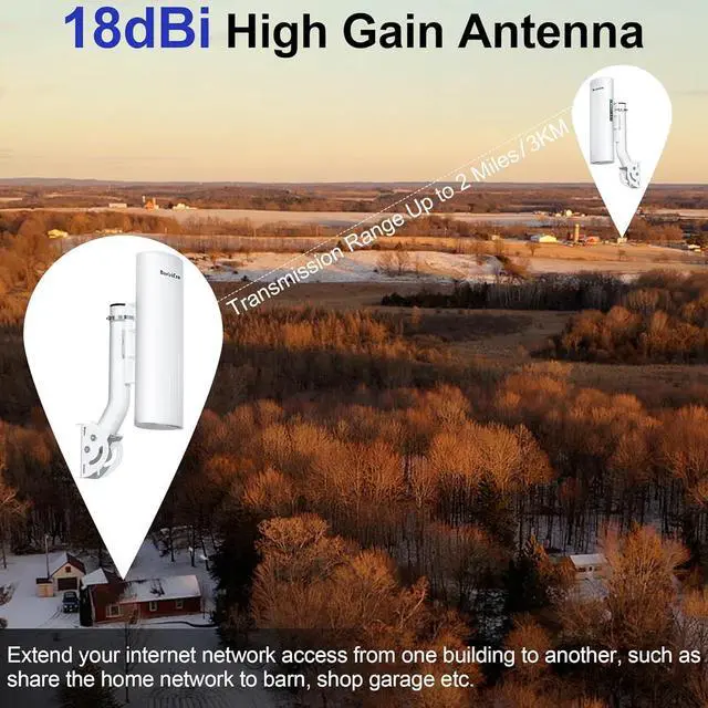 Alt view image 5 of 7 - Point to Point Internet Long Range Transmission with Bracket Mount for Starlink Gen 3 Router, Starlink WiFi/Signal Extender, 5.8GHz 3KM 1000Mbps, 18dBi High Gain Antenna, 2 Pack