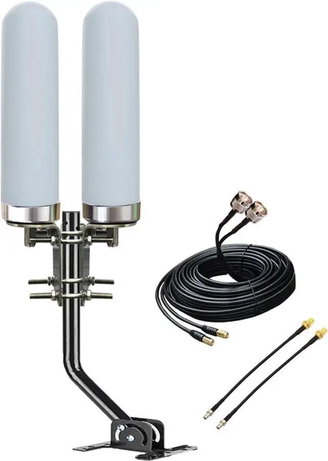 Main image of Omni MiMo 5G 4G/ LTE Antenna TS9 SMA for T-Mobile Home Internet, Verizon, AT&T, Modem, Router, Gateway, Hotspots/ 2x2 10meter RG58 Cable with SMA Port/ TS9 Adapter/Mount Pole