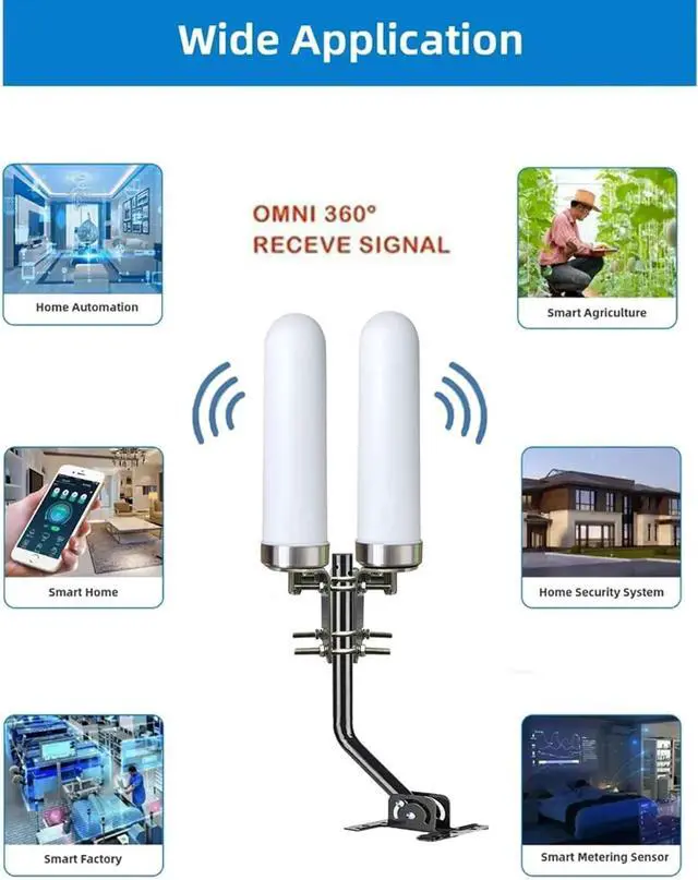 Alt view image 5 of 6 - Omni MiMo 5G 4G/ LTE Antenna TS9 SMA for T-Mobile Home Internet, Verizon, AT&T, Modem, Router, Gateway, Hotspots/ 2x2 10meter RG58 Cable with SMA Port/ TS9 Adapter/Mount Pole