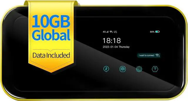 Main image of FREEBOT 4G LTE Mobile Hotspot Router with Prepaid 10GB Global Data 365 Days, Portable WiFi for Travel in 150+ Countries, Local and International Router, Multi-Carrier No Contract SIM Card Needed