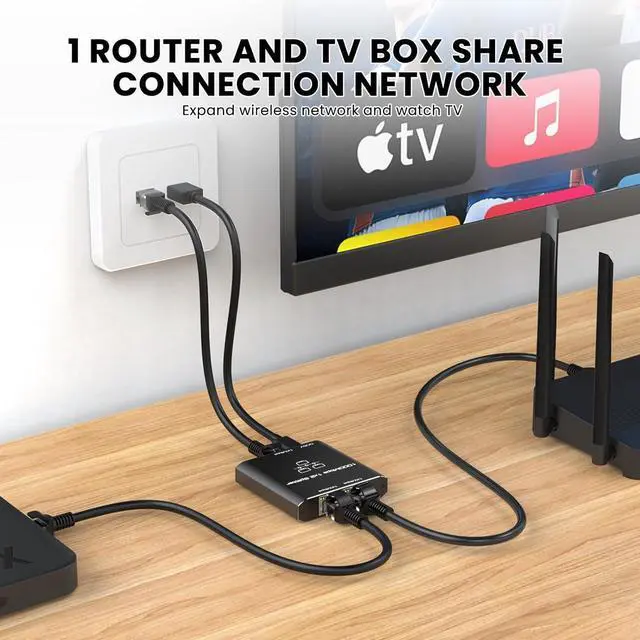 Alt view image 5 of 7 - Ethernet Splitter 1 to 2 High Speed 1000Mbps, Gigabit RJ45 Internet Ethernet Switch, Network LAN Splitter with USB Power Cable for Cat 5/5e/6/7/8 Cable [2 Devices Networked Simultaneously]